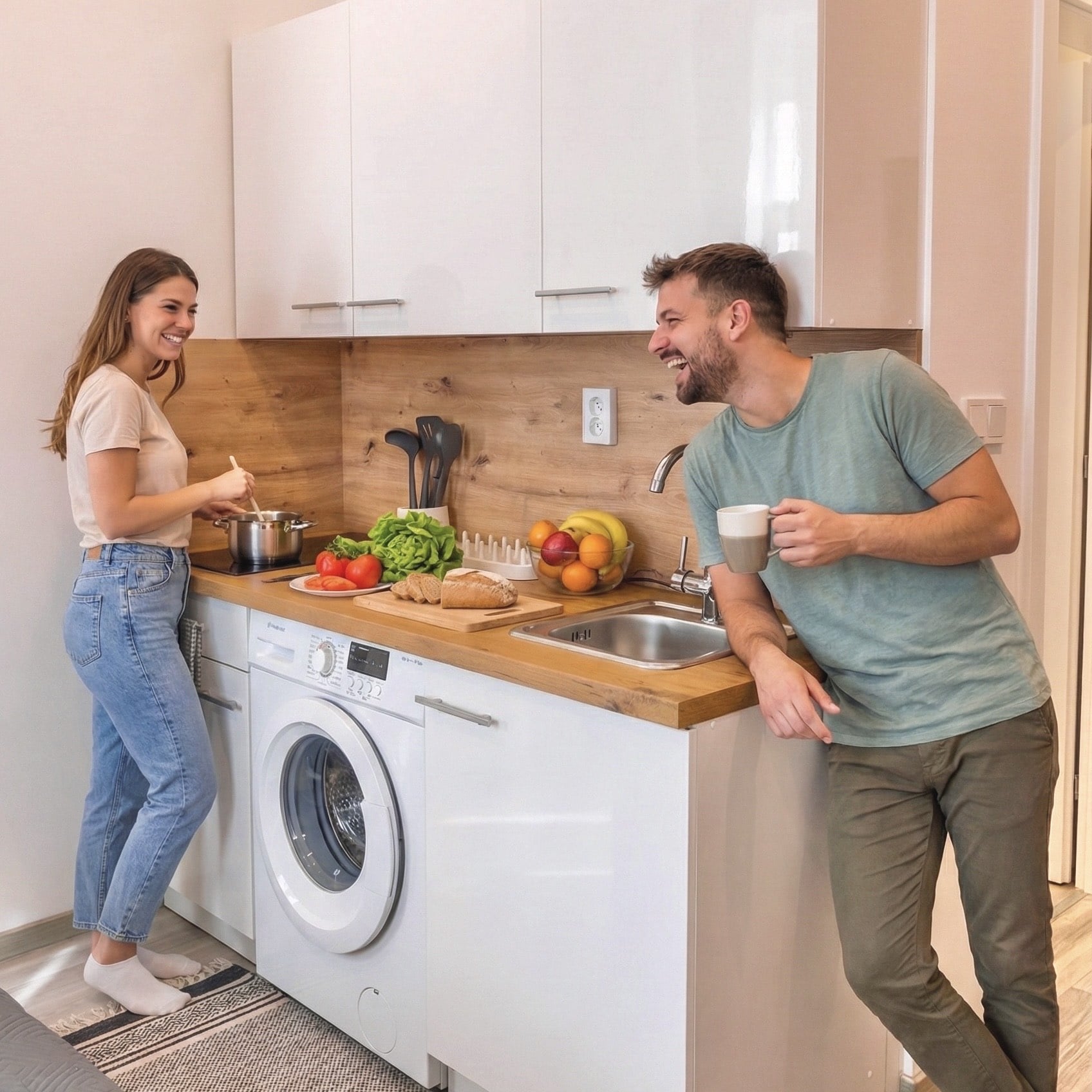 Modern kitchenette with stove and appliances